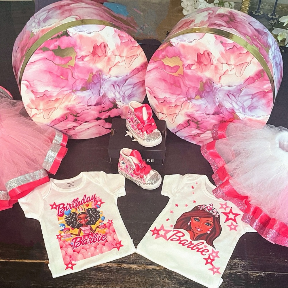 Pink Barbie Birthday T-Shirts and Tutu Set